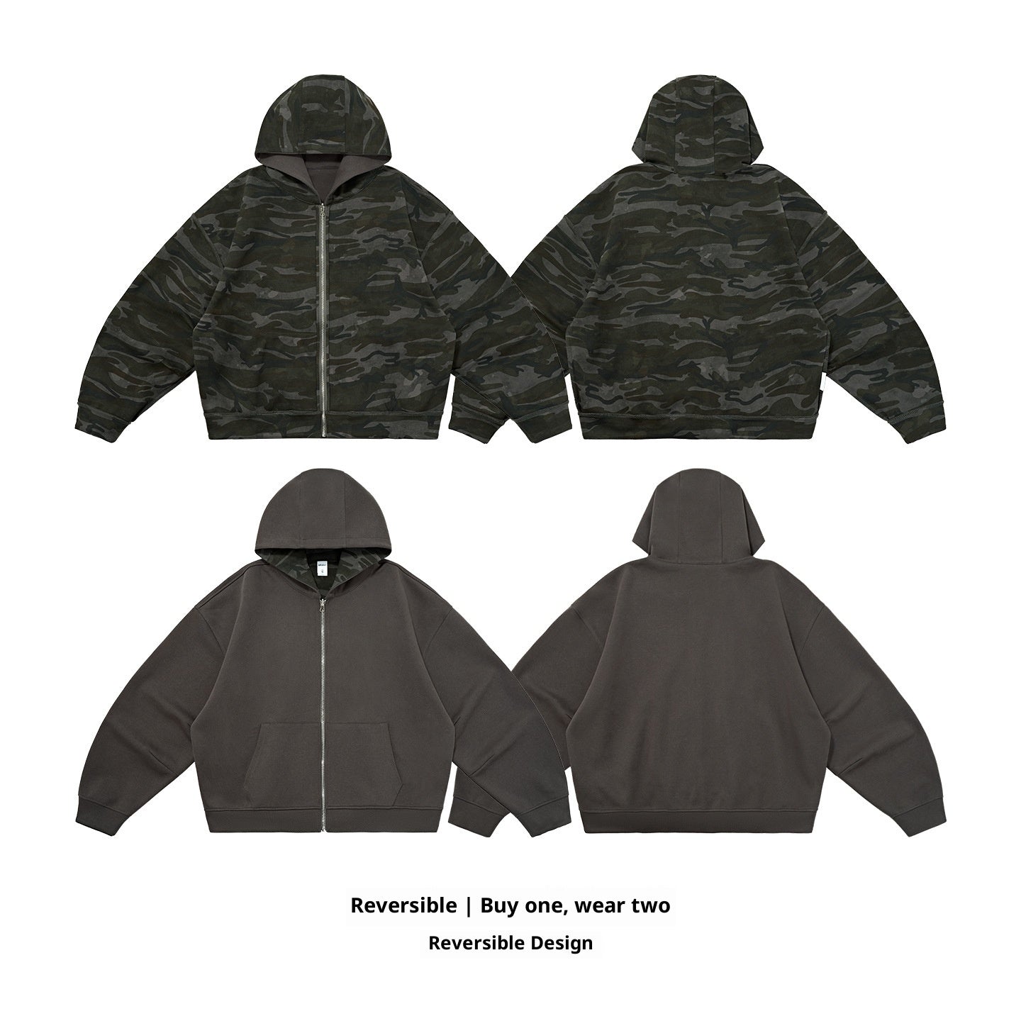Camo Reversible Zip-up Hoodie